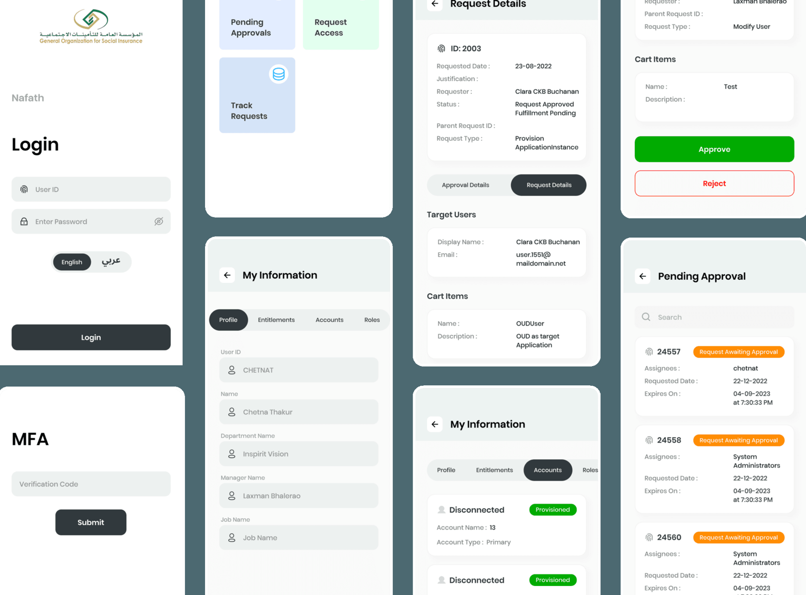 GOSI identity and access management app screens